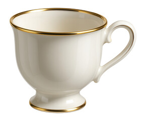 Elegant bone china espresso cup with a gold rim, perfect for formal dining settings.