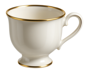 Elegant bone china espresso cup with a gold rim, perfect for formal dining settings.