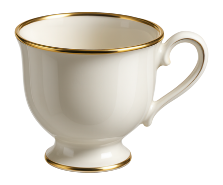 Elegant bone china espresso cup with a gold rim, perfect for formal dining settings.