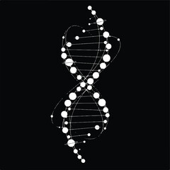 Dynamic Scientific Visualization of DNA Structure in Abstract Style on Black Background
