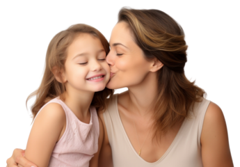 PNG Mom kissing happy daughter face child adult