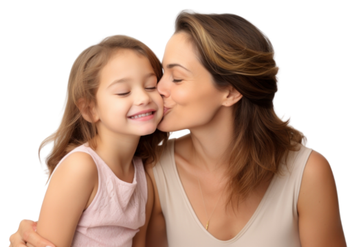 PNG Mom kissing happy daughter face child adult