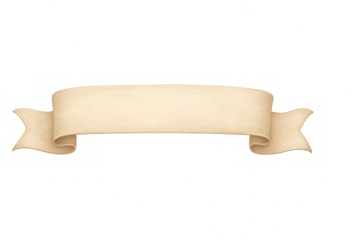 Vintage parchment ribbon banner with empty space for text, old scroll paper label element, transparent background