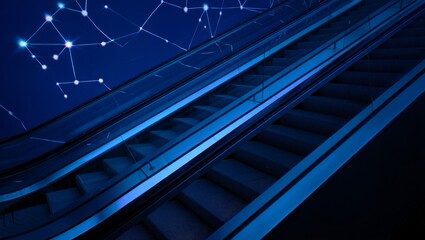 Obraz premium Dynamic escalator experience modern environment digital connectivity urban setting futuristic perspective