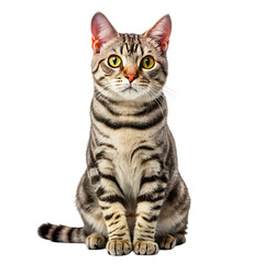Fototapeta premium American Shorthair Cat, Sitting, cutout, PNG isolated on transparent background