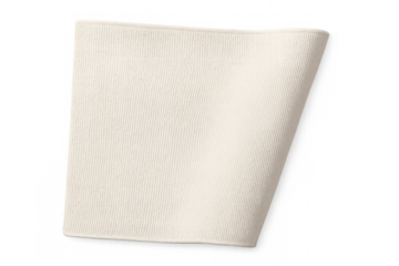 White ribbed textile fabric swatch with texture for fashion, sewing, or crafts, transparent background