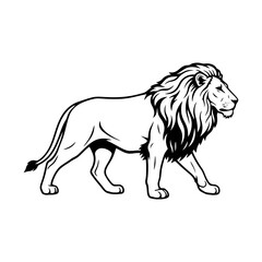 Vector art of noble lion walking gracefully, a symbol of strength and courage