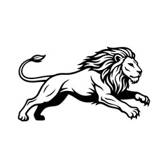 Vector art of majestic lion leaping forward, a powerful and dynamic animal
