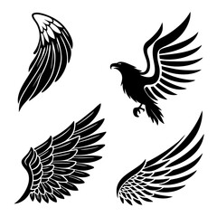 Obraz premium Vector art of collection of eagle and wings silhouette for design element