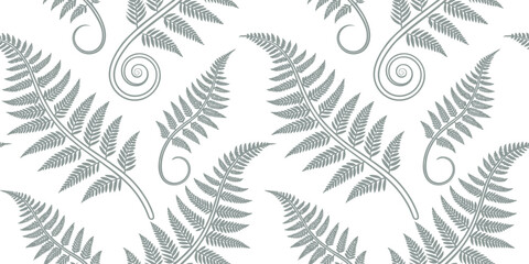 Seamless fern pattern with elegant botanical leaves on a white background. Nature inspired repeating wallpaper for fabric, wrapping, and home  Modern tropical foliage design. © Sk