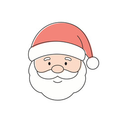 Cute Minimalist Santa Claus Vector | Flat Christmas Character Icon | Simple Santa Illustration