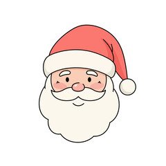 Cute Minimalist Santa Claus Vector | Flat Christmas Character Icon | Simple Santa Illustration