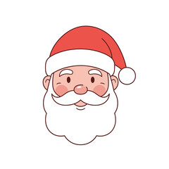 Cute Minimalist Santa Claus Vector | Flat Christmas Character Icon | Simple Santa Illustration