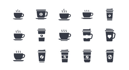 Collection of coffee cup and to go mug icons