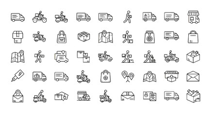 Delivery and logistics icons set