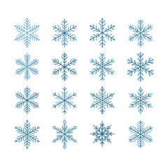 Snowflake Icon Set Vector | Minimalist Winter Symbol Collection | Geometric Snowflakes on White Background