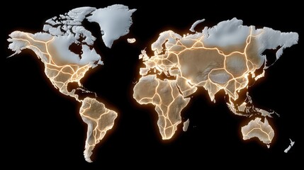 Light trails depict connections in a dark digital landscape, showcasing the flow of information and data