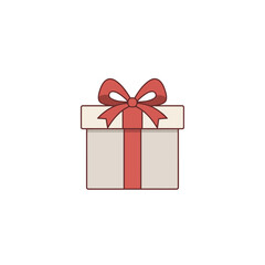 Minimalist Christmas Gift Box Vector | Simple Holiday Present Illustration | Flat Festive Box Icon
