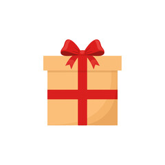 Minimalist Christmas Gift Box Vector | Simple Holiday Present Illustration | Flat Festive Box Icon