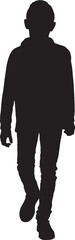 vector, silhouette of a front view of a teen walking