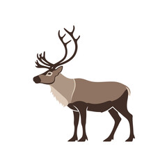 Minimal Reindeer Vector | Flat Christmas Animal Illustration | Simple Winter Deer Silhouette Design