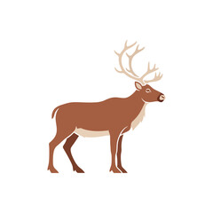 Minimal Reindeer Vector | Flat Christmas Animal Illustration | Simple Winter Deer Silhouette Design