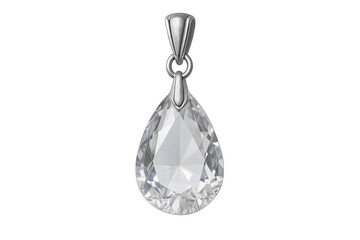 Teardrop clear crystal pendant with transparent background