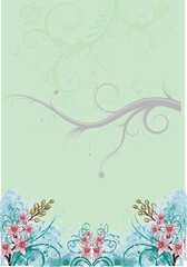 An abstract floral vector pattern with vintage winter flowers and leaf decoration