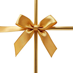 Fototapeta premium A gold bow tied to a gold pole against a white backdrop.