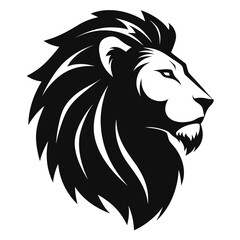 Fototapeta premium Bold black and white lion head silhouette with majestic mane