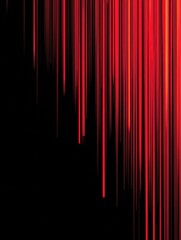 Abstract cascading red lines on black background, a graphic vertical gradient