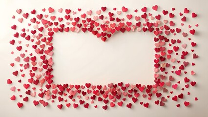 A delightful frame of red paper hearts, perfect for valentines day or any lovefilled occasion, isolated on white background a beautiful and romantic design element