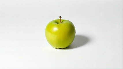 Single green apple on a white background with shadow