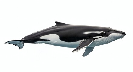 Fototapeta premium Orca Whale Isolated Killer Whale Swimming, Marine Mammal, isolated on white background