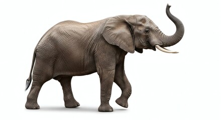 Obraz premium Elephant, African Wildlife Isolated on White Background, Walking, isolated on white background