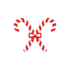 Candy Cane Vector Illustration | Minimalist Christmas Sweet Design | Flat Holiday Symbo