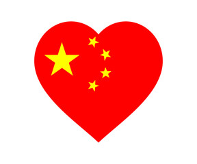China flag heart shape illustration on transparent background. 


