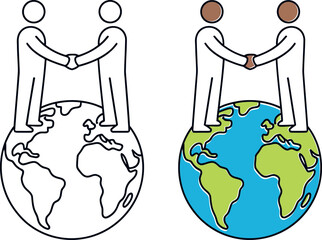 Global Partnership Illustration People Handshake on Earth Globe Unity Cooperation Concept