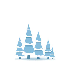 Fototapeta premium Snowy Pine Forest Vector | Minimal Winter Landscape Illustration | Flat Christmas Scene Design