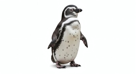 Fototapeta premium Humboldt Penguin Isolated Cute Bird Standing on White Background, isolated on white background