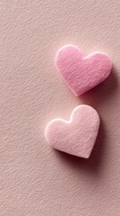 Obraz premium Soft Pink Heart Shapes Made of Felt on a Gentle Background in a Warm Setting