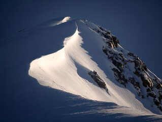 Rocky mountain snow cornice in sunlight
