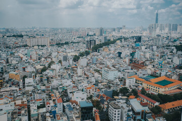 Obraz premium Panoramic Aerial View of Ho Chi Minh City Urban Landscape