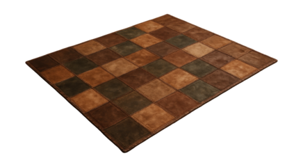 A patchwork leather rug for a rustic accent in a country home.