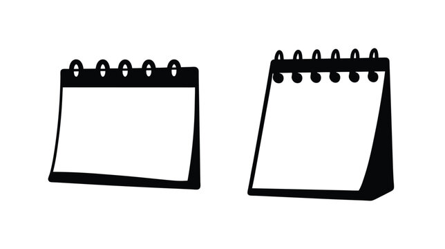Hand drawn style blank calendars two perspectives desktop page flip reminder planning time management tool