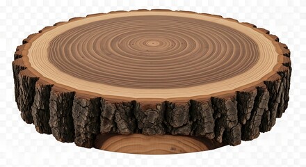Natural tree log section with exposed wood grain and ring patterns, presented as a standalone, clear-cut element