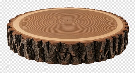 Natural tree log section with exposed wood grain and ring patterns, presented as a standalone, clear-cut element