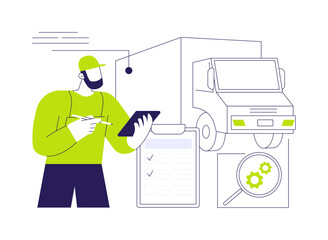 Truck inspection abstract concept vector illustration.