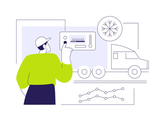 Refrigerated truck abstract concept vector illustration.