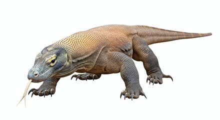 Obraz premium Komodo Dragon Isolated Largest Lizard, Reptile, Wildlife, isolated on white background